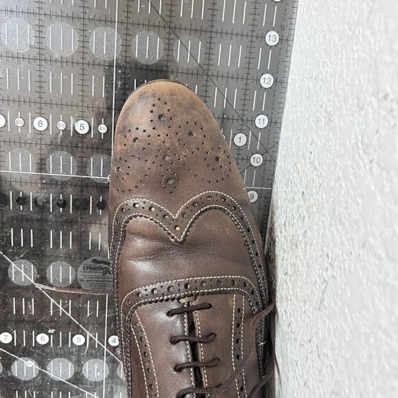 Paul Smith Men Size 7.5 Brown Leather Brogue Wingtip Lace Up Dress Shoes